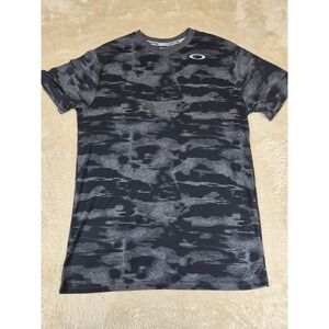 Oakley O-Hydrolix Mens Large Black Grey Camo Training Shirt 454618 Regular Fit